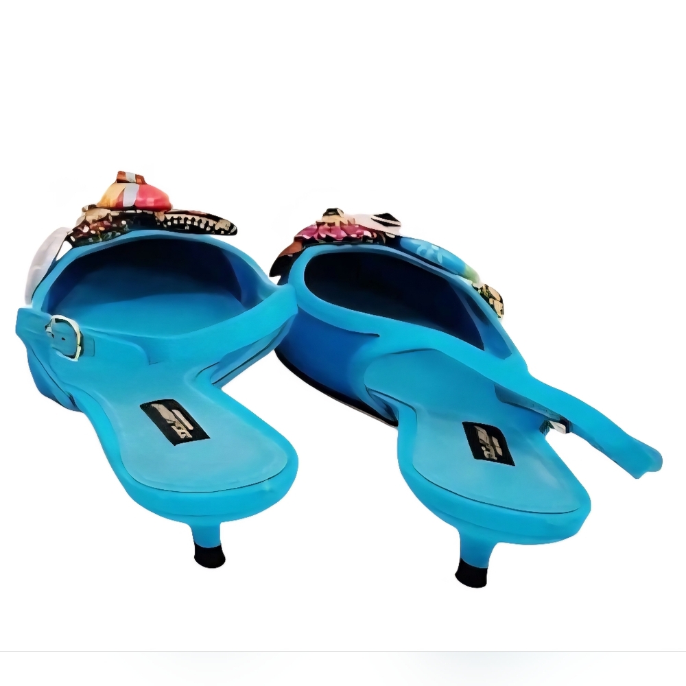 🔥Dolce Gabbana 30 Bejeweled Multicolor Buttons Embellished Slingback Pumps - Picture 8 of 14